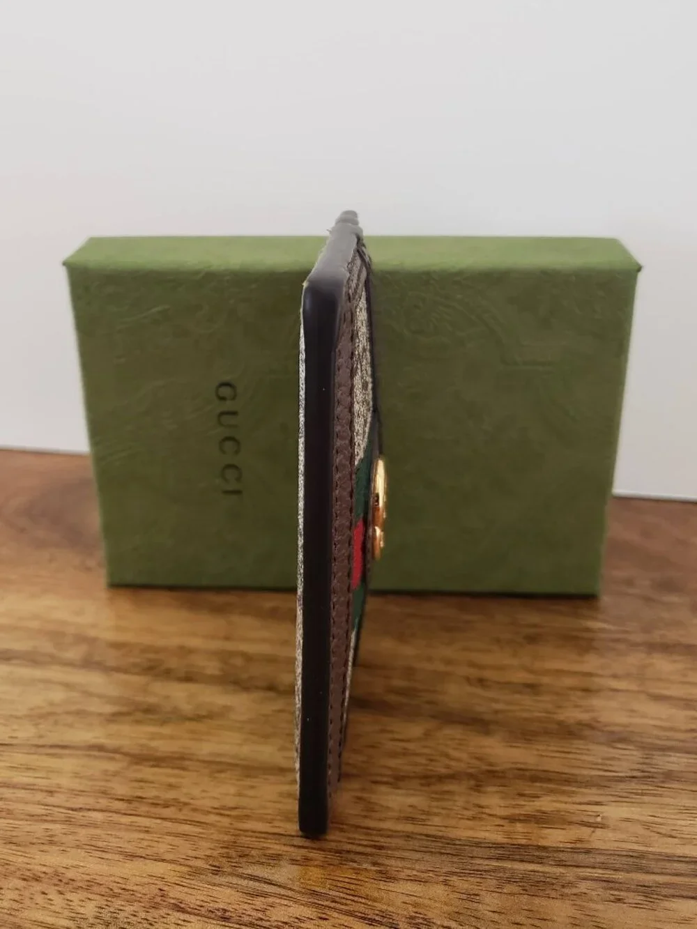 Authentic Gucci Ophidia GG Supreme Canvas Card Holder Wallet Dust Bag Box 523159